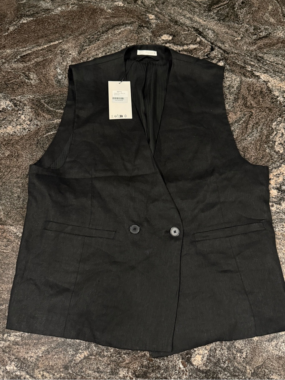 Zara Black Men’s Double-Breasted Tailored Vest